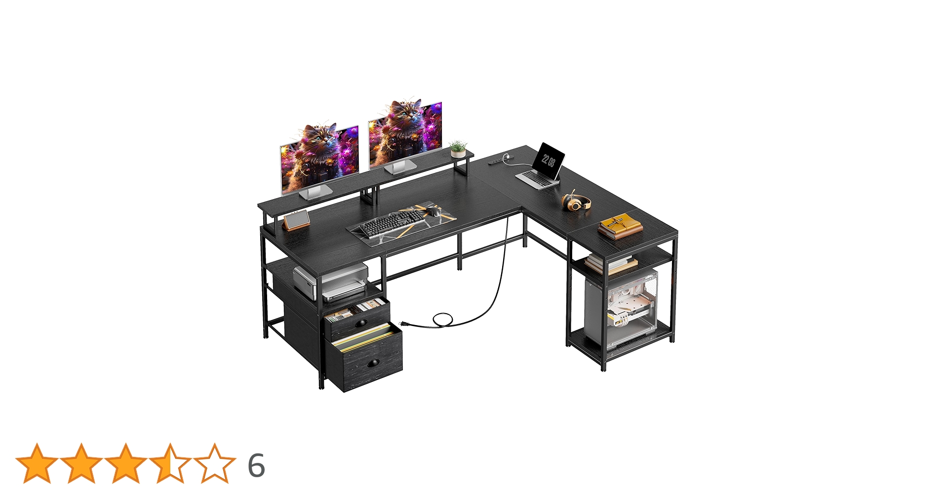 【M2389-168-120】パソコンデスク L字型　幅120cm コンセント付 Amazon | REIBII L字デスク 幅168*奥行き120*高さ75cm 特大